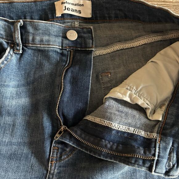 Reformation Destin High Rise Skinny Jeans 30 (29.5" Inseam) Stretch Blue Denim - Picture 3 of 10